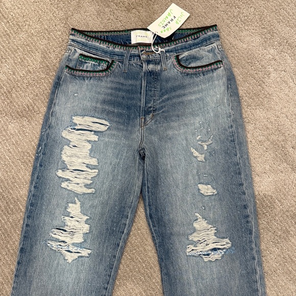 NWT Frame x Julia Sarr-Jamois Distressed Baggy Jeans 🔥 - Picture 4 of 9